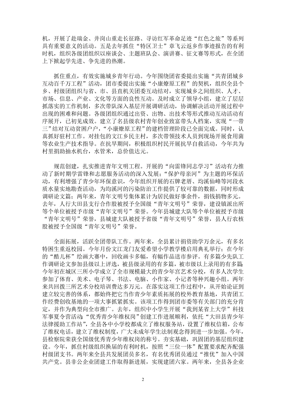 【最新word论文】团市委书记个人述职报告【实习报告专业论文】_第2页