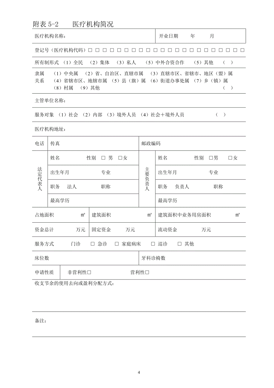 医疗机构申请执业登记表_第4页