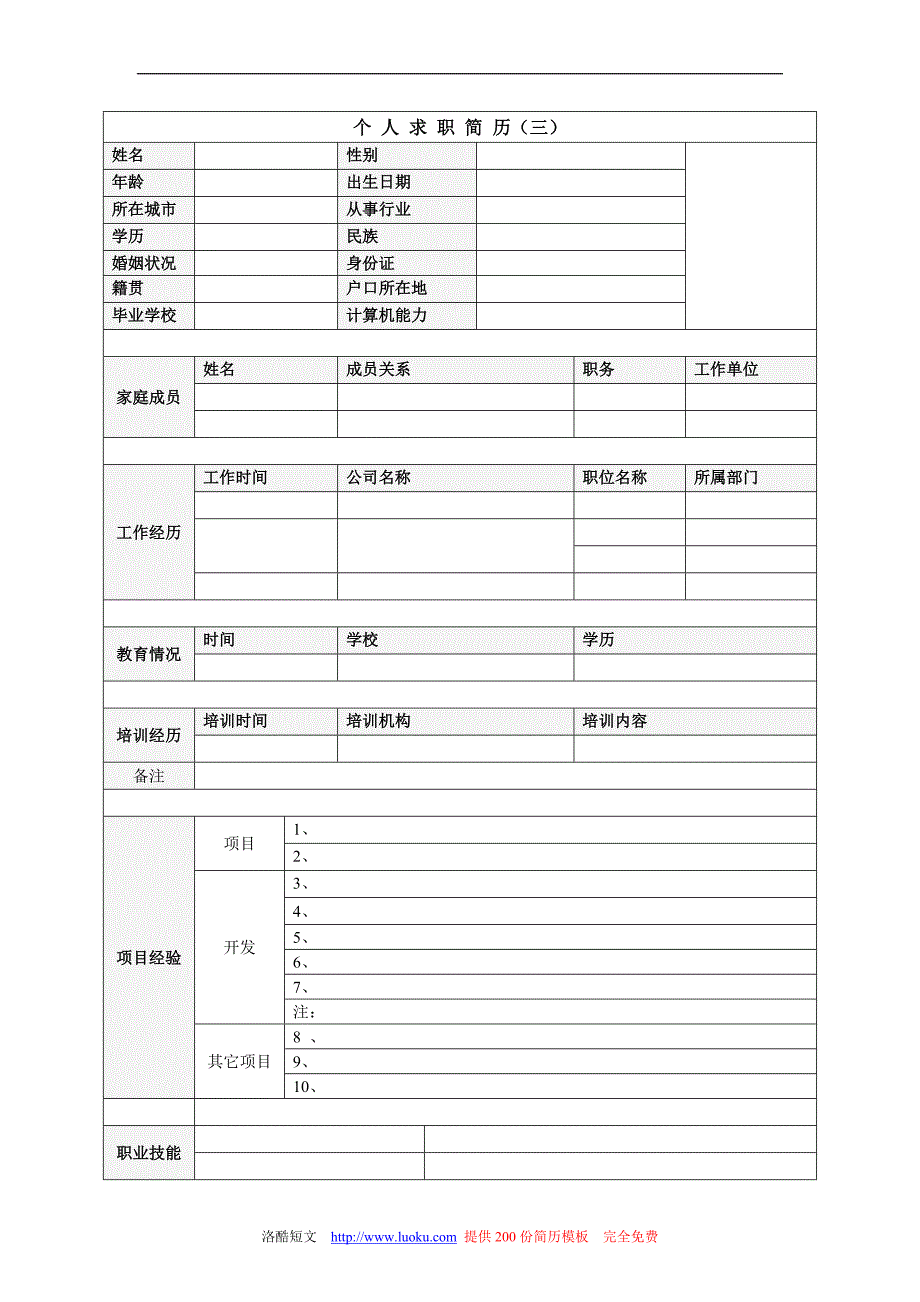 28套个人简历模板大集合.doc_第3页