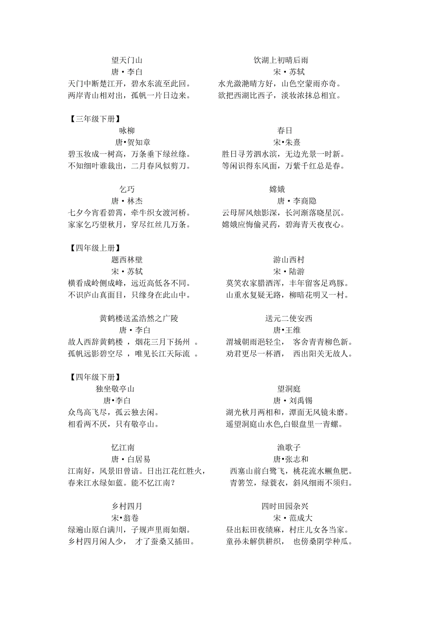 小学一到六年级古诗大全_第2页