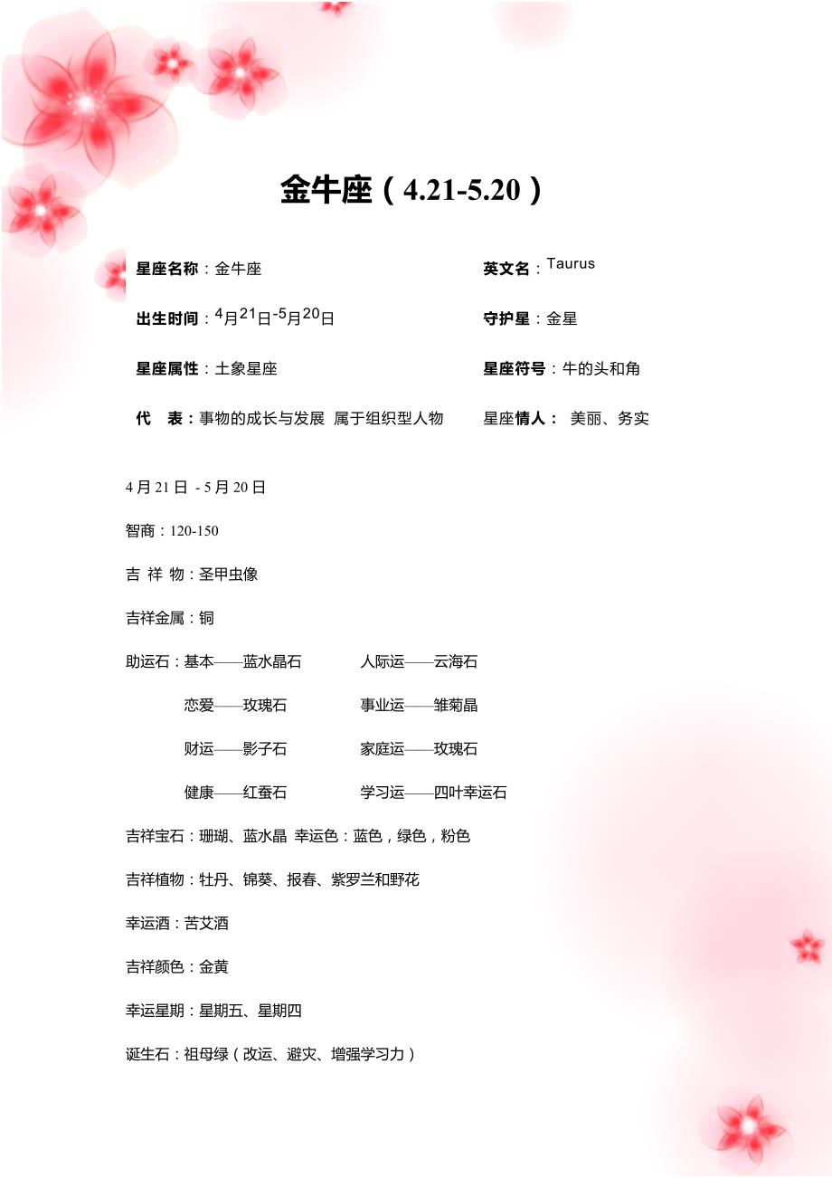 十二星座详解-金牛座_第1页