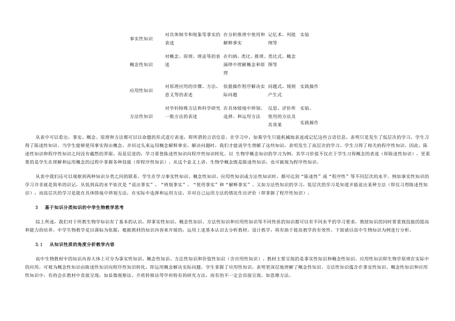 对中学生物学知识的基本认识及教学思考_第3页