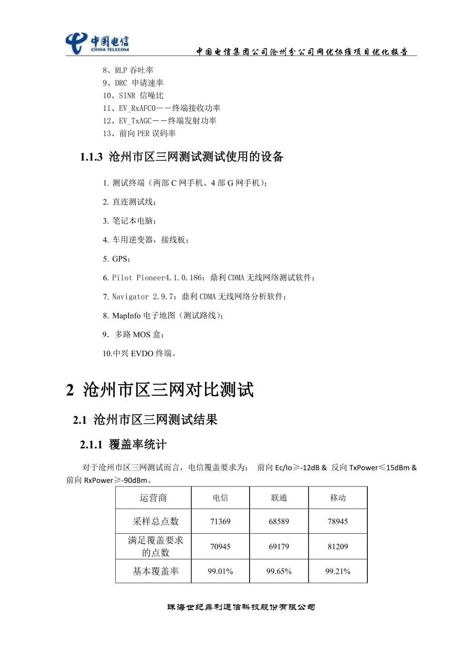 沧州市区三网对比及EVDO测试评估优化报告2012年10月_第5页