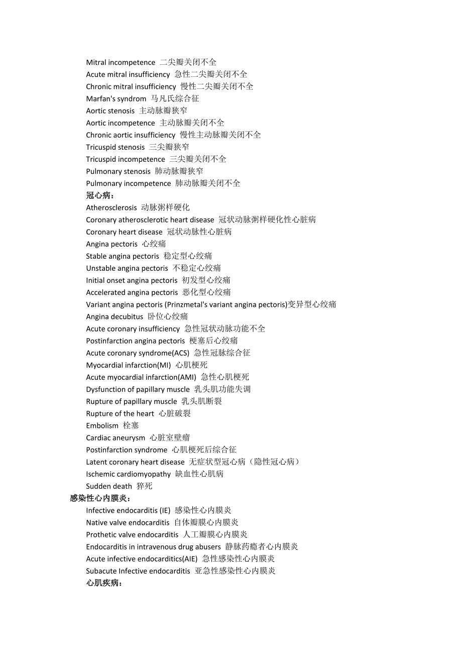 心血管医学专业英语词汇_第3页
