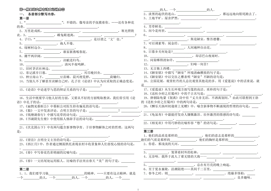 古诗文记背、仿写、缩写、扩写等_第1页