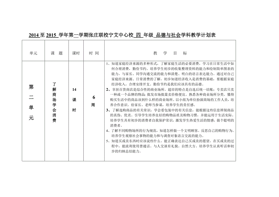 小学四年级英语品德教学计划表_第4页