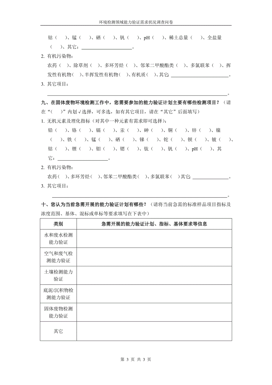 环保部标准样品研究所关于能力验证计划需求的调查问卷_第4页