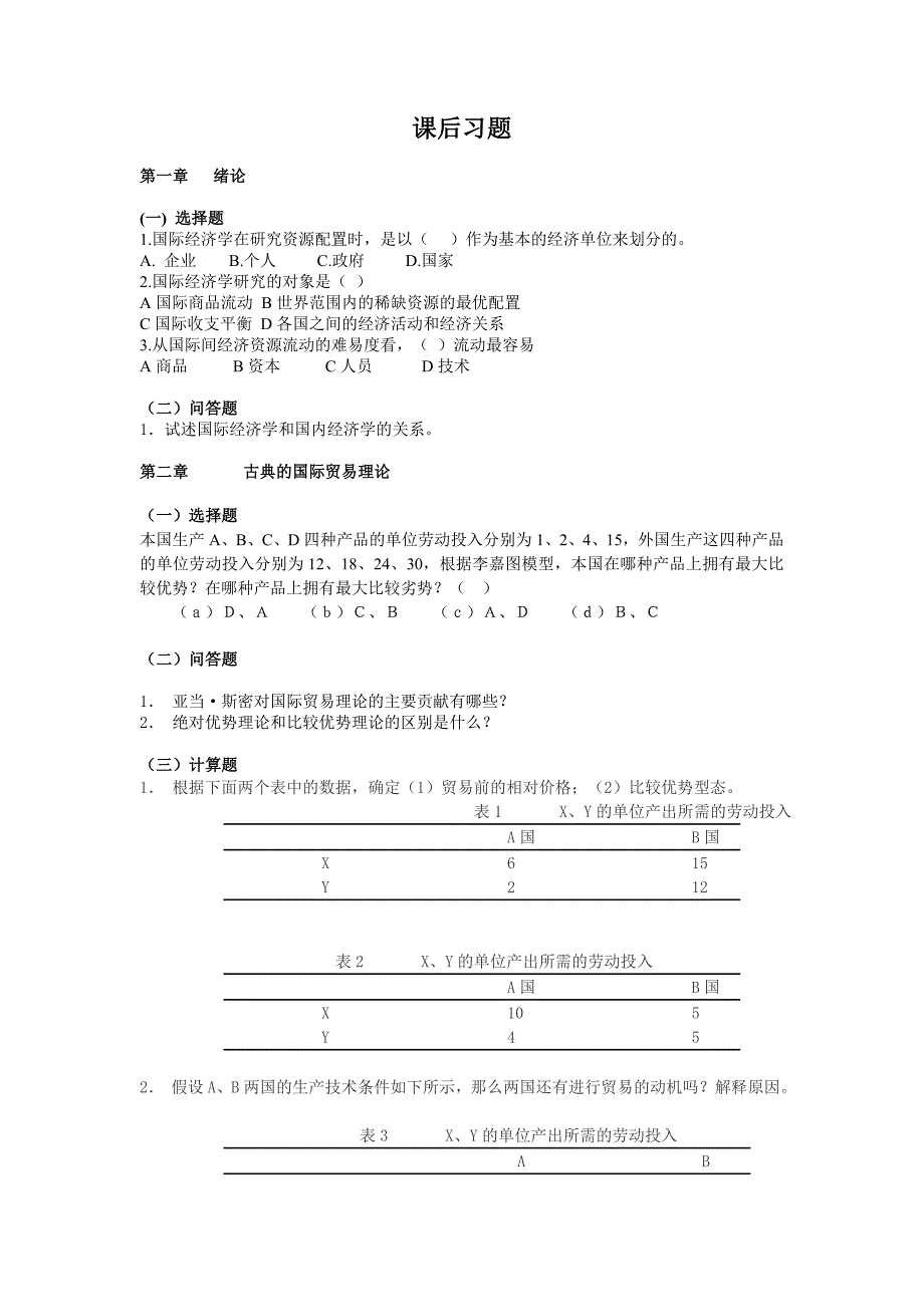 国际经济学课后习题cupl_第1页