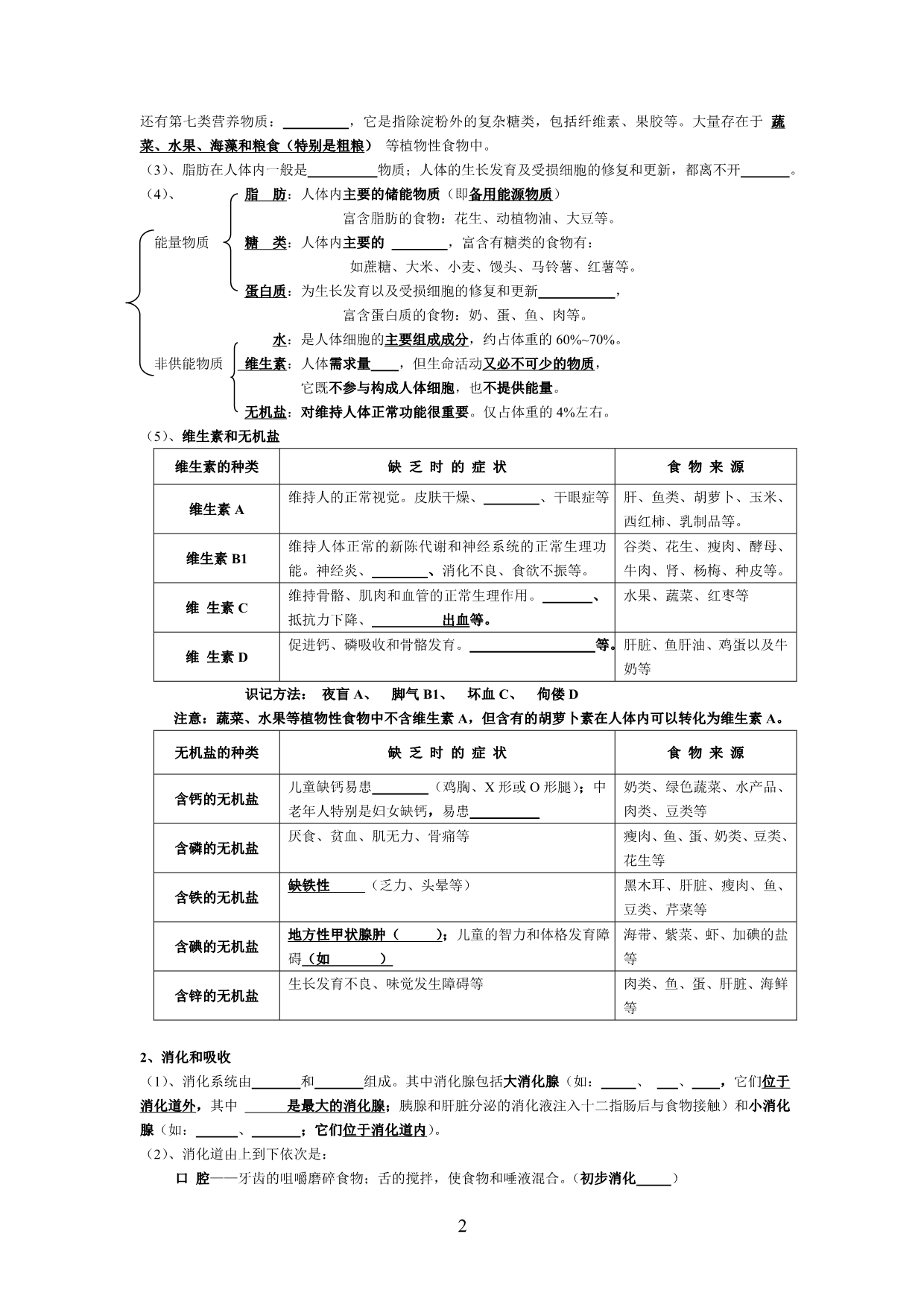 新人教版生物七年级下册知识点填空题_第2页