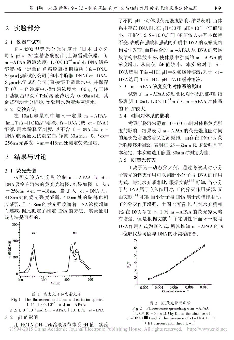 9_3_氨基苯胺基_吖啶与核酸作用的荧光光谱及其分析应用_朱燕舞_第2页