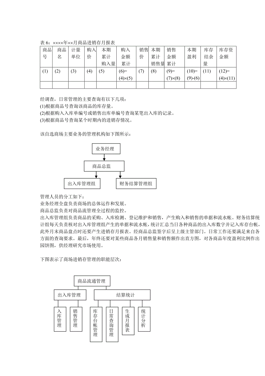 数据库需求分析的简单案例：小型自选商场进销存管理系统需求分析的_第2页