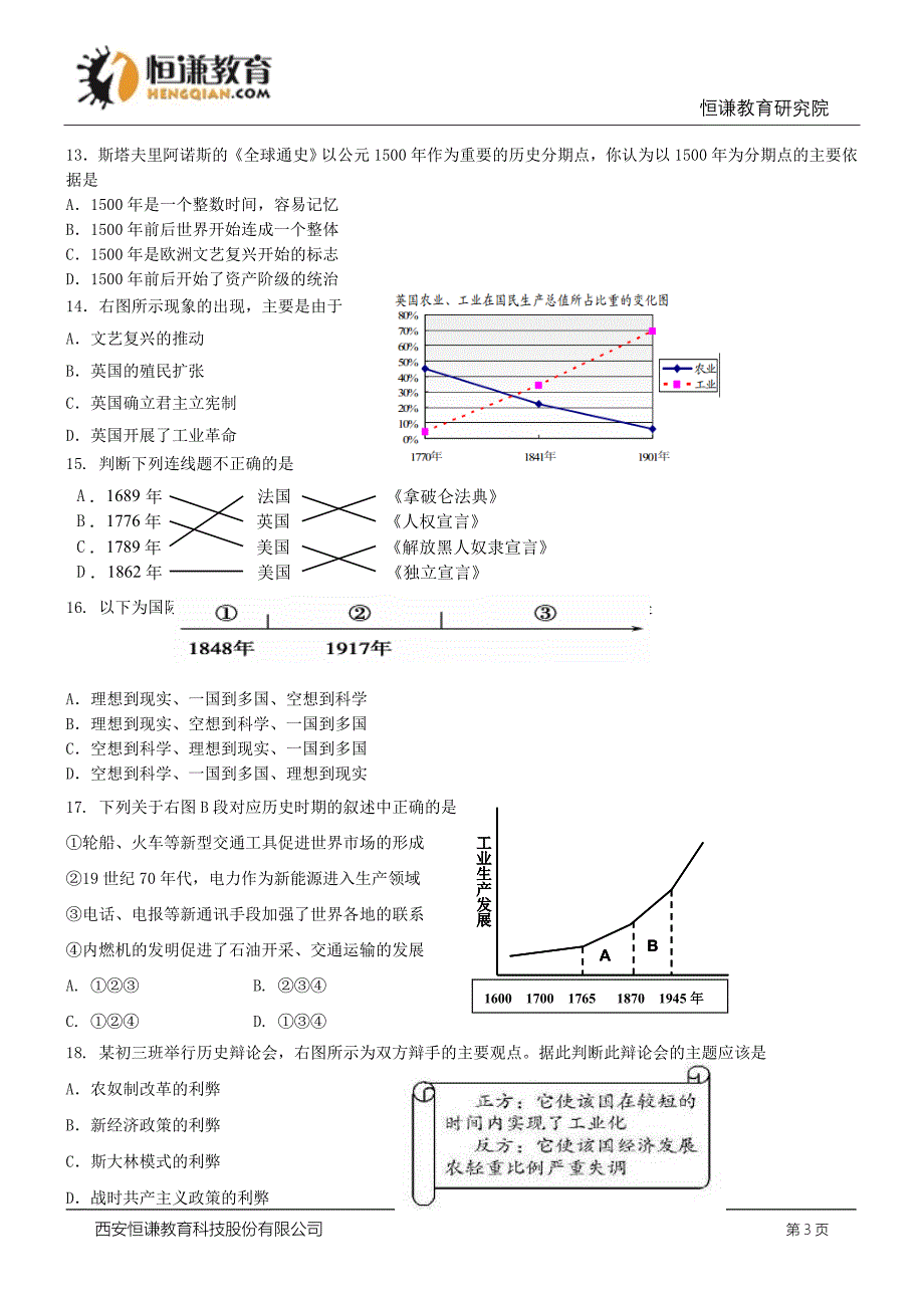 江苏省苏州市2015年中考历史试卷[WORD版,含解答]_第3页