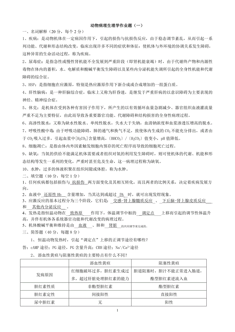 动物病理生理学作业题_第1页