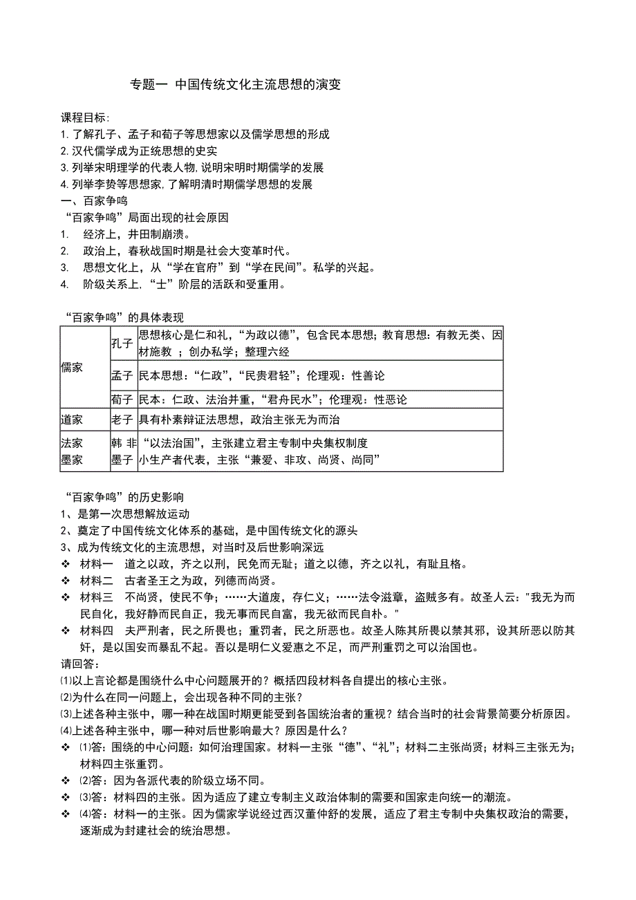 高二历史必修三期末总复习材料_第1页