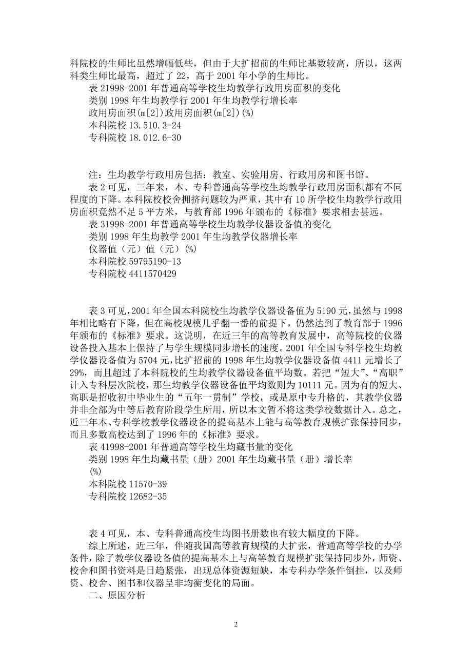 【最新word论文】我国普通高校扩招前后办学条件变化分析【高等教育专业论文】_第2页