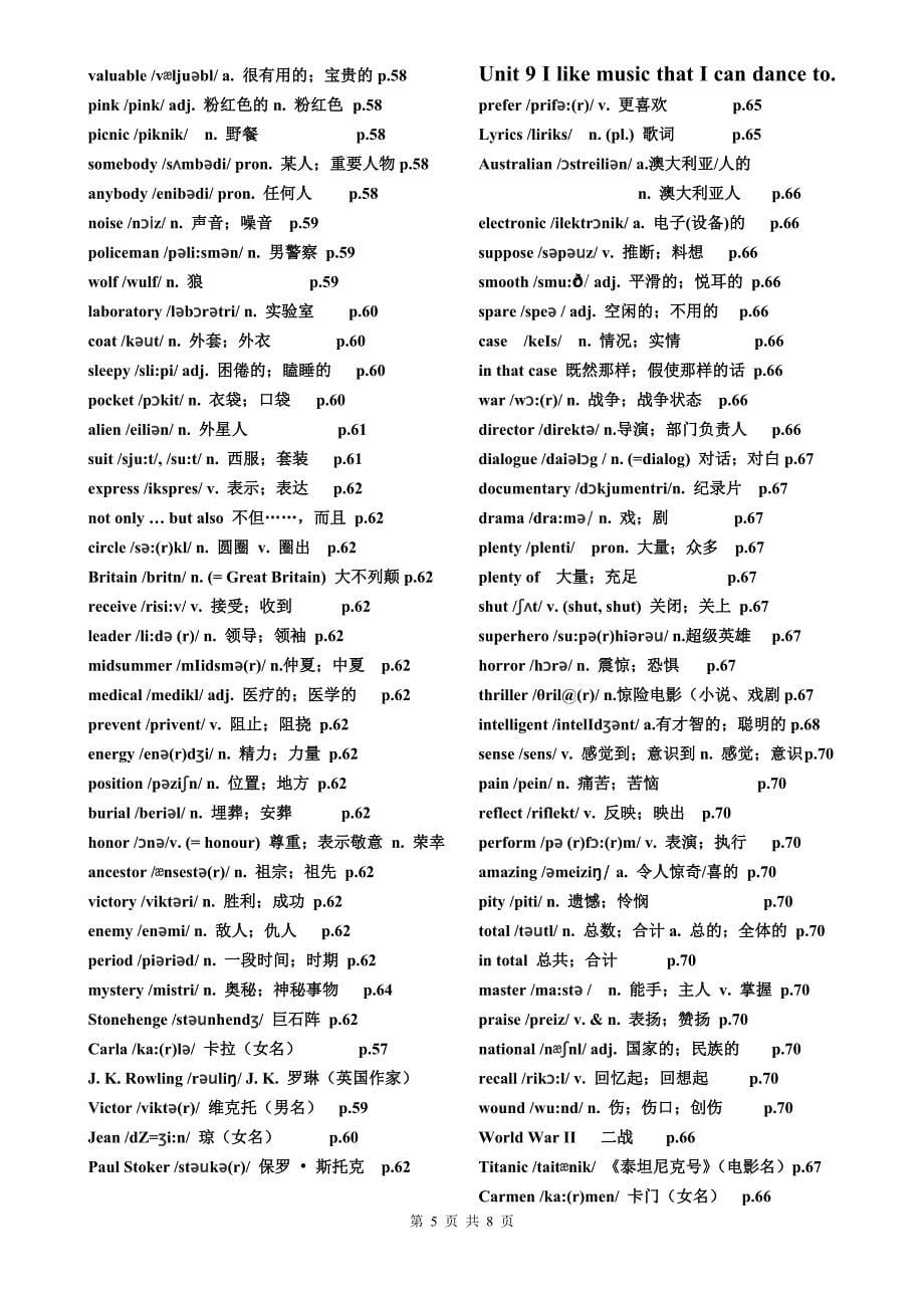 新人教2014年秋九年级英语全册单词表(Word)[1]_第5页