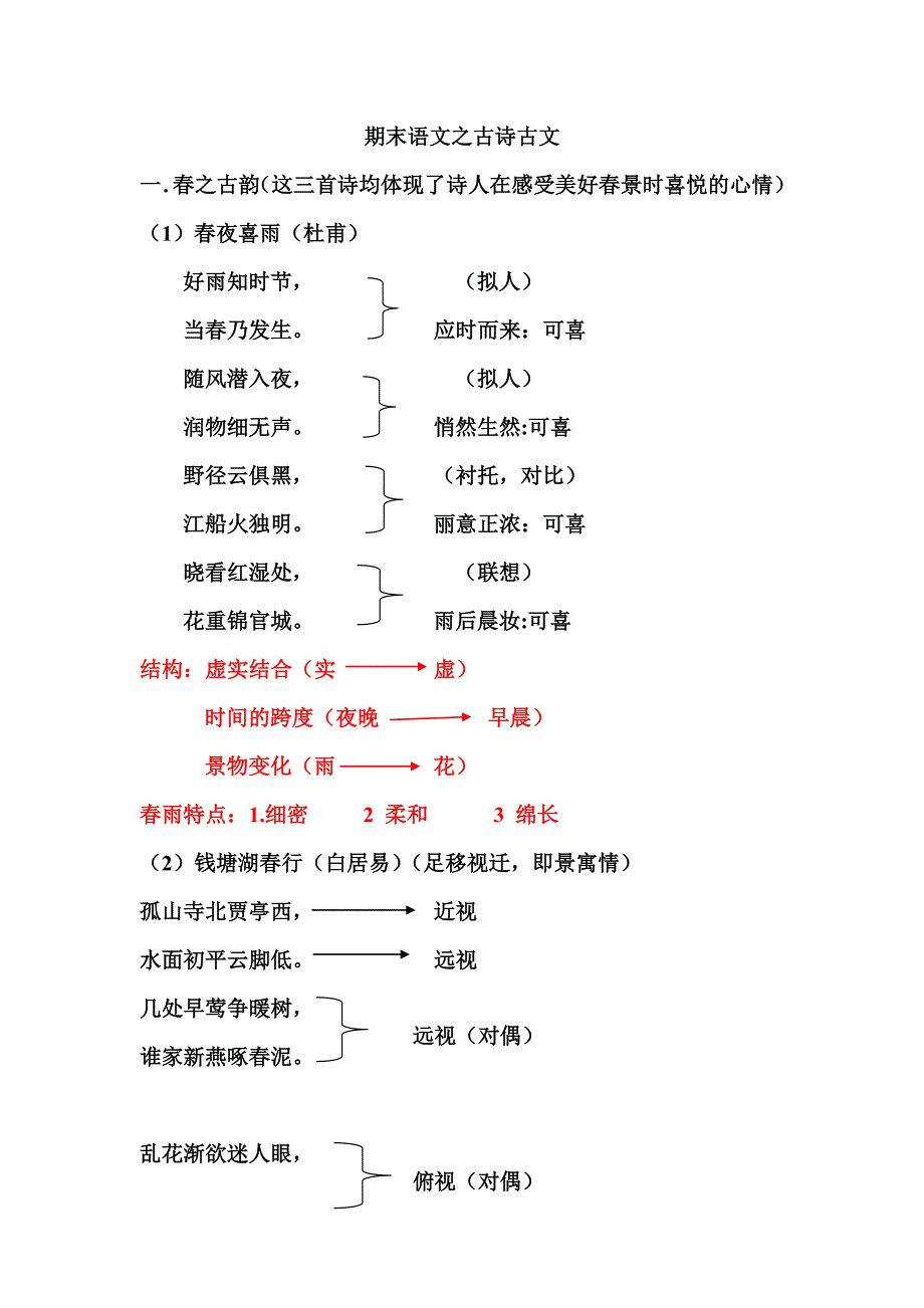 六年级(下)期末语文之古诗古文_第1页