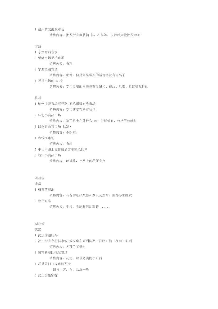 关于各地手工材料碎布市场地址整理_第5页