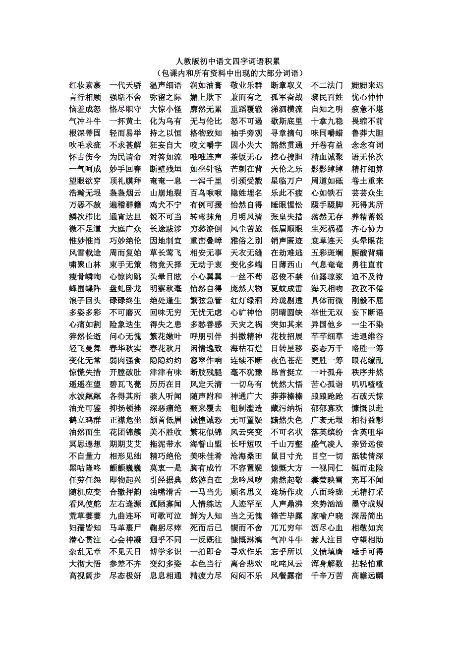 初中语文四字词语积累_第1页