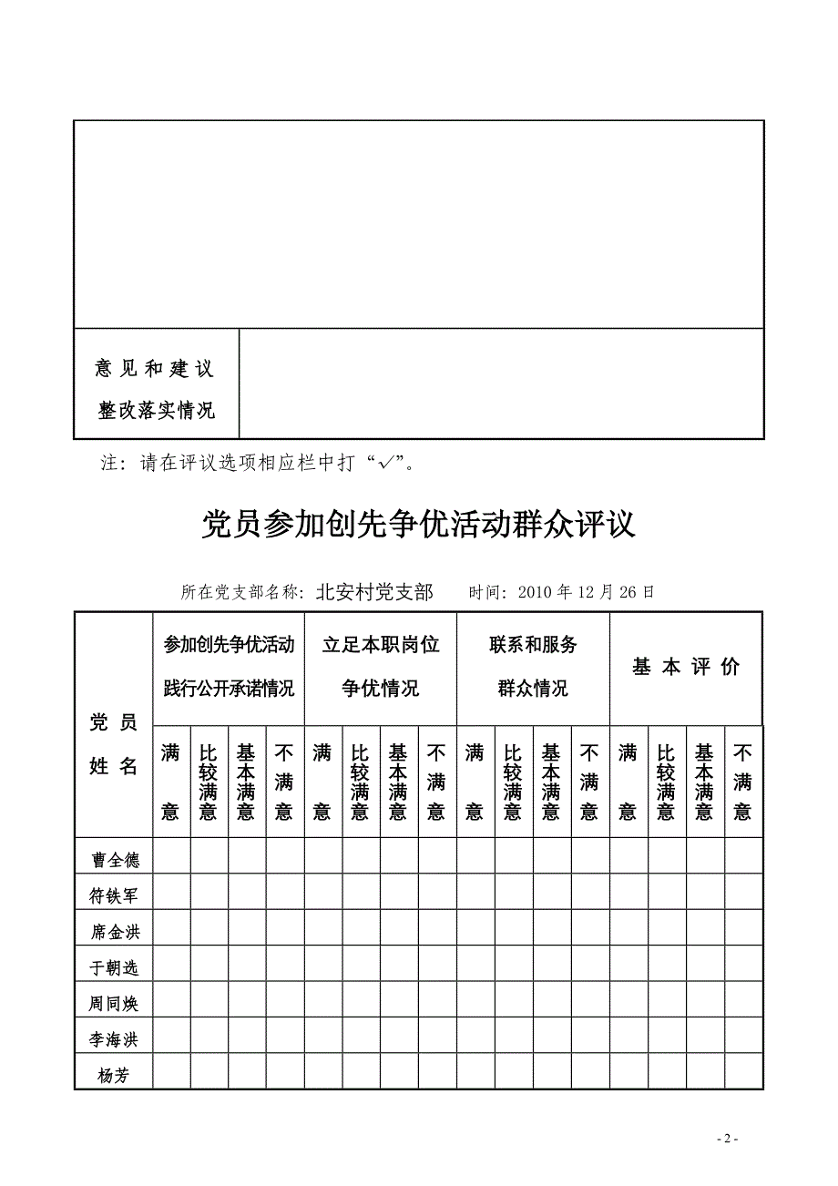 创先争优群众评议表_第2页