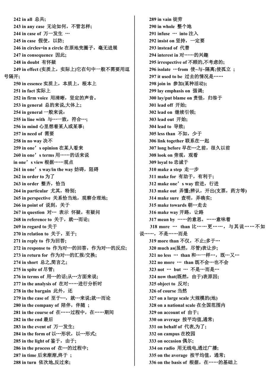 四级英语完形填空词组及固定搭配_第5页