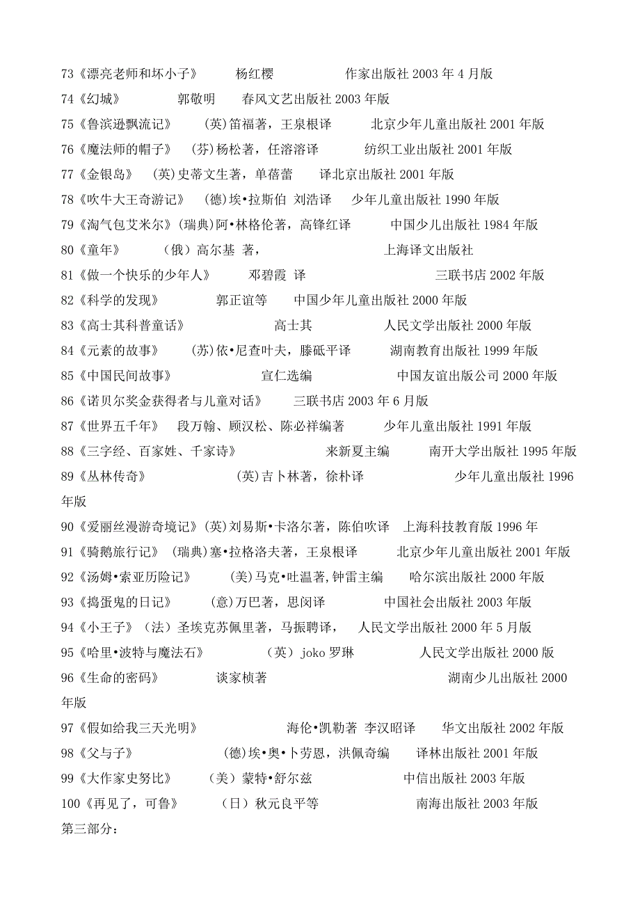 小学生课外必读书目_第4页