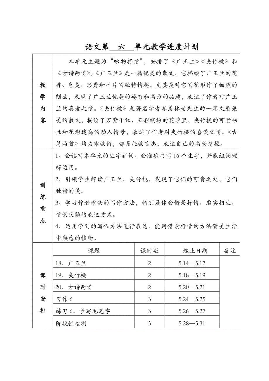 十二册语文单元计划_第5页