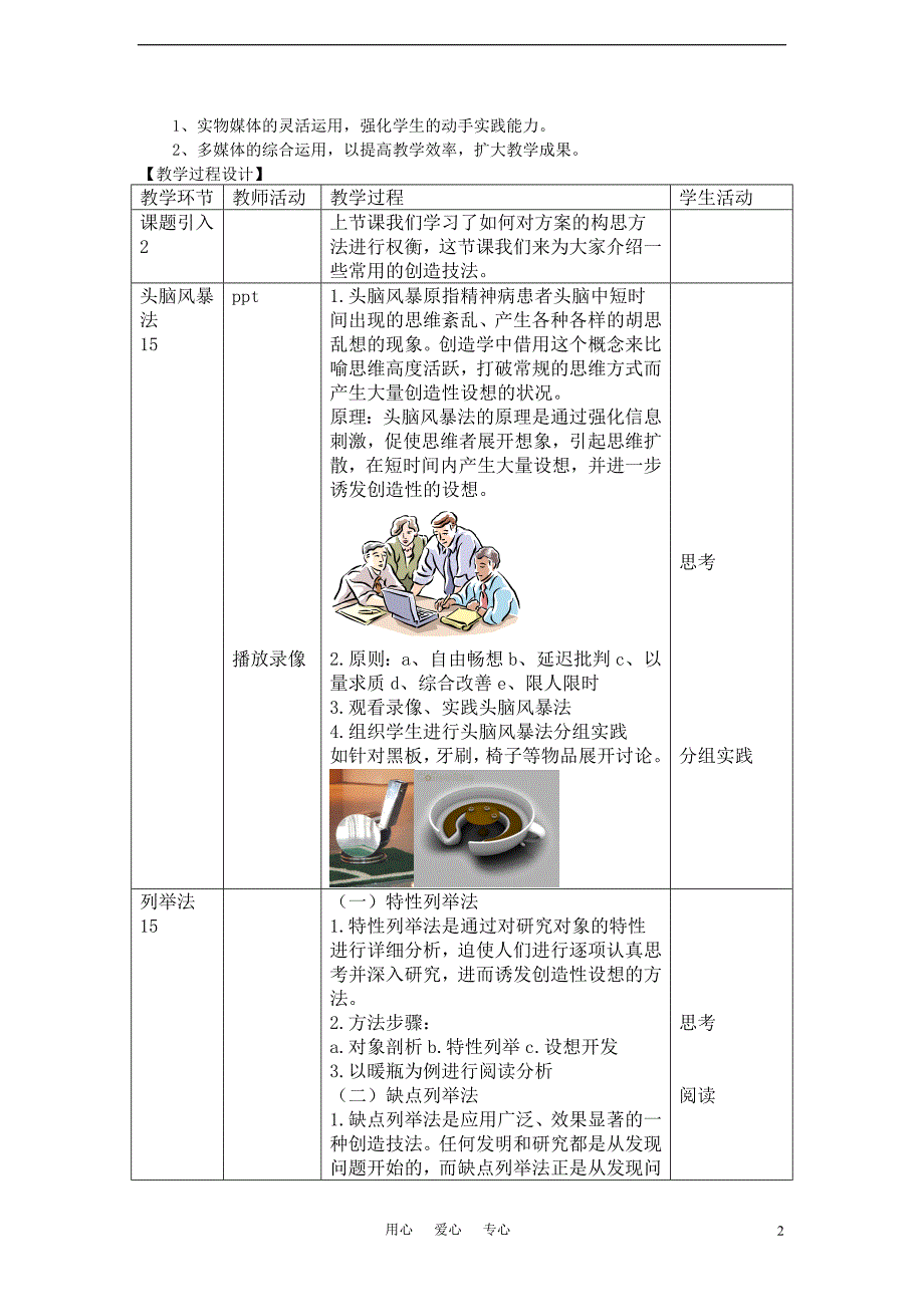 高三通用技术《技术与设计》5.2常用的创造技法教学设计_第2页