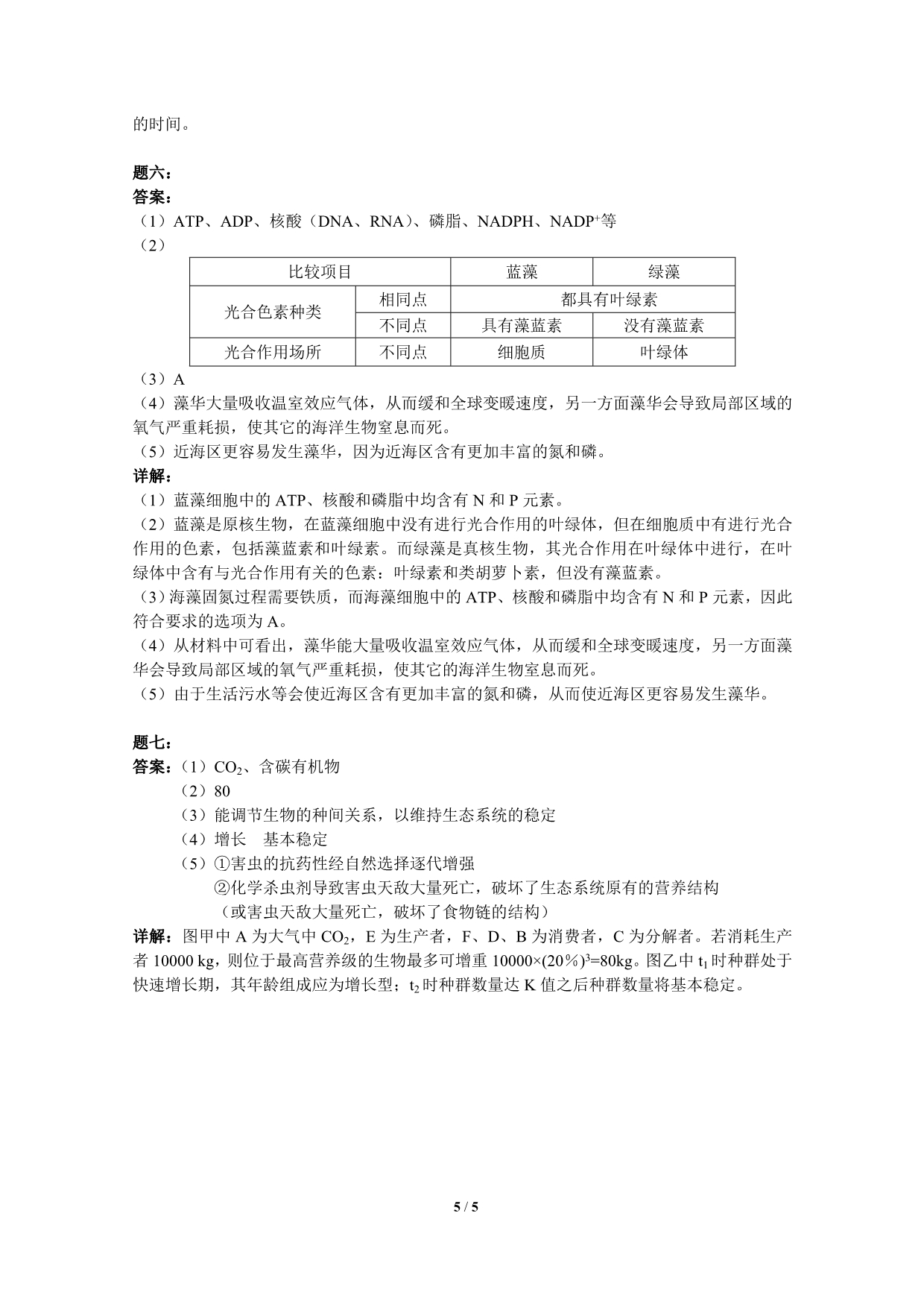 专题 生态系统的物质循环与信息传递 课后练习二及详解_第5页