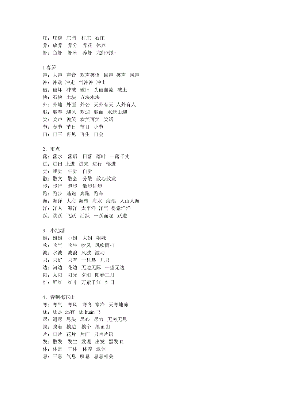 苏教小学语文第二册生字扩词_第2页