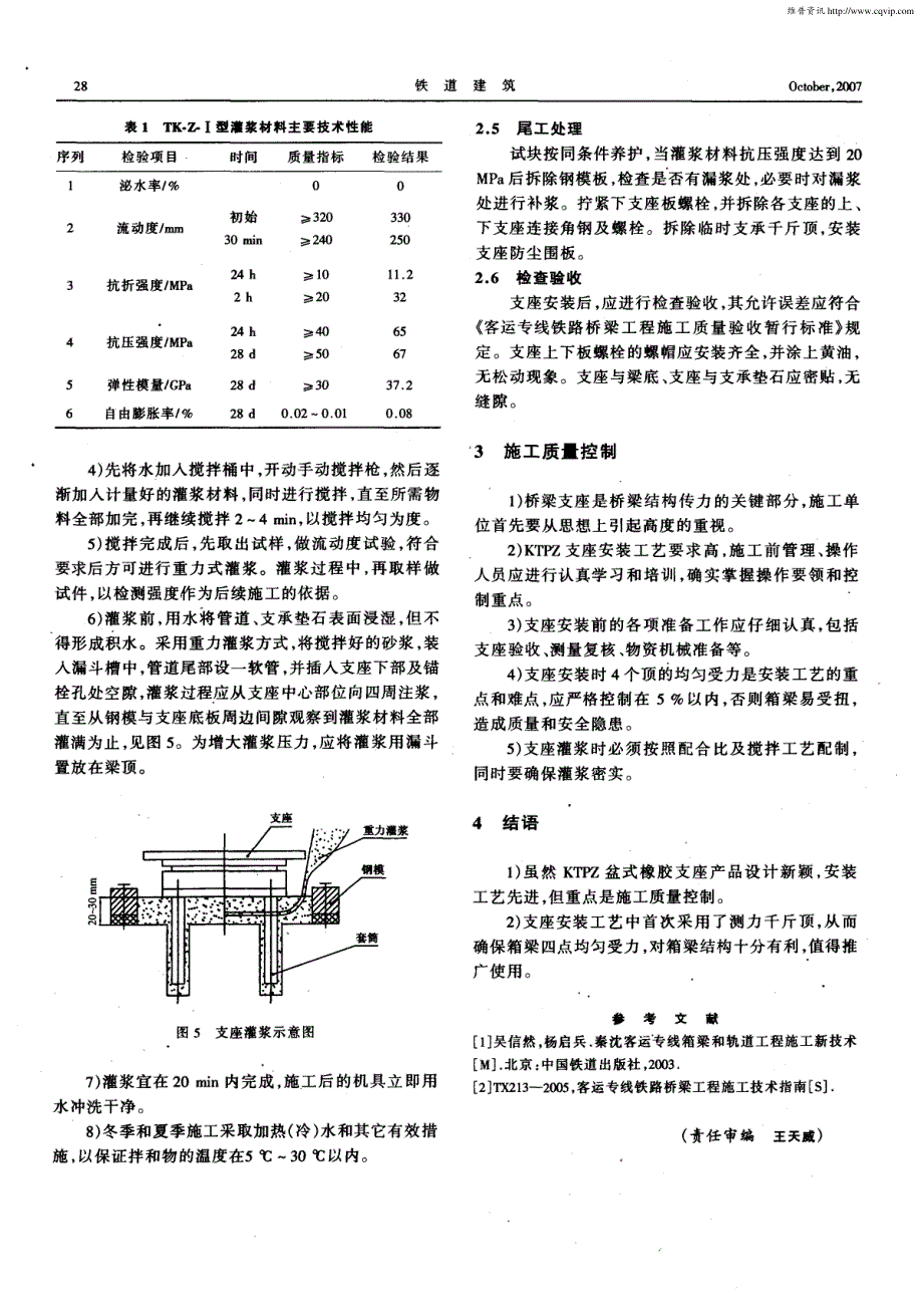 客运专线铁路桥梁盆式橡胶支座(KTPZ)安装技术_第3页