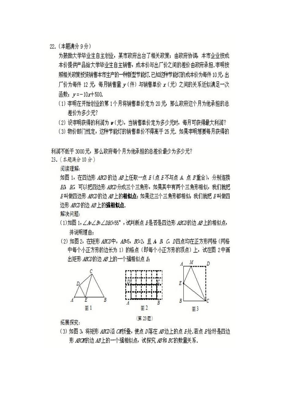 湖北省咸宁市2013年中考数学真题试题(扫描版)_第5页