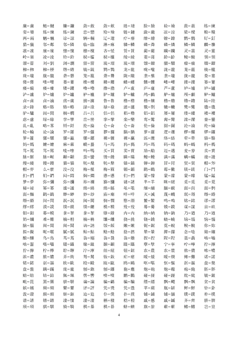 繁简对照表(拼音顺序)喜欢繁体字的跟上_第4页