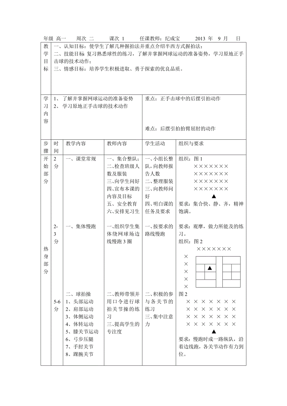 网球第一节课教案(正式版)_第1页