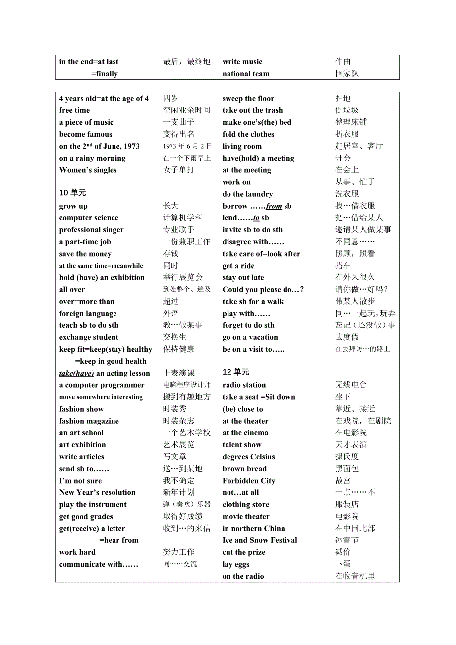 新目标初二英语上期词组复习_第4页