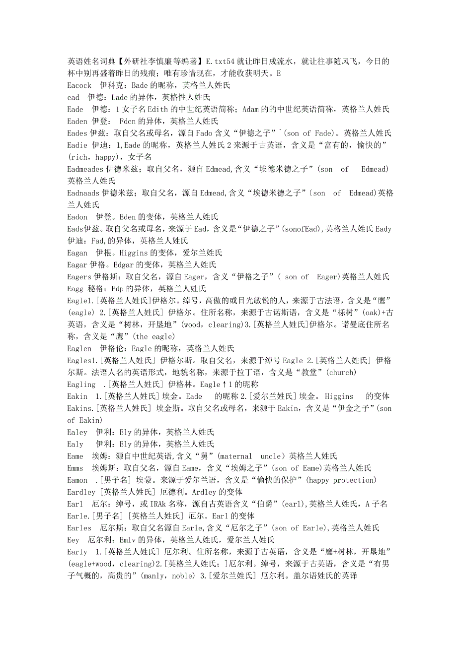 英语姓名词典[外研社李慎廉等编著]E_第1页