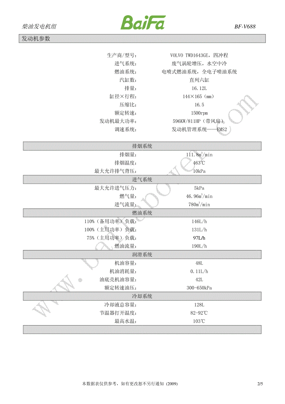 柴油发电机组 BF-V688_第2页