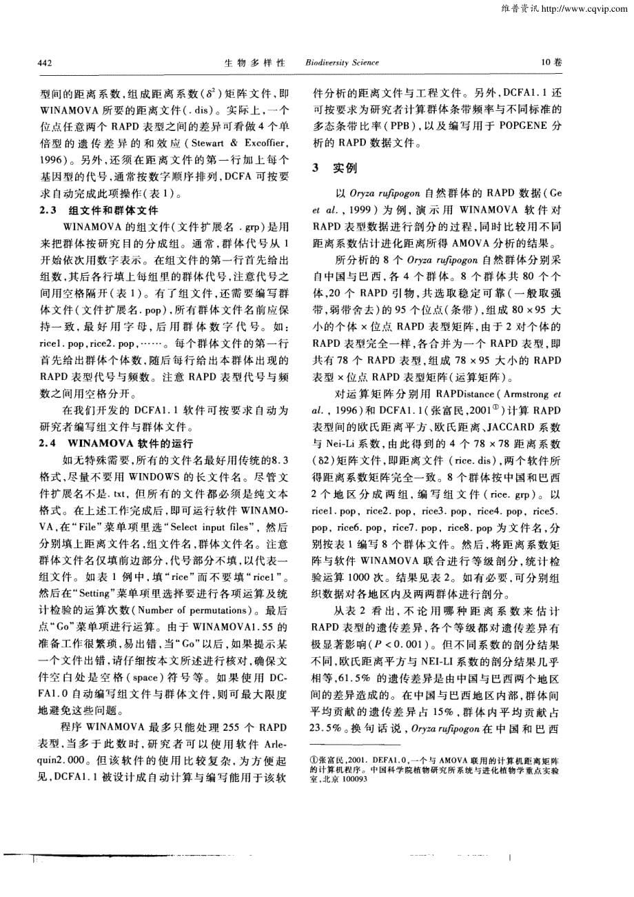 群体遗传学研究中的数据处理方法I.RAPD数据的AMOVA分析_第5页