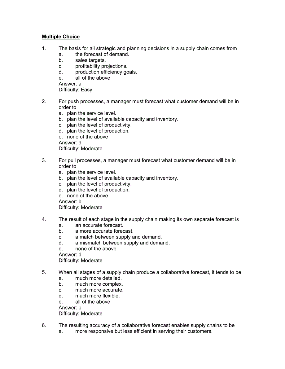 供应链管理 第三版 Unit7 习题与答案_第4页