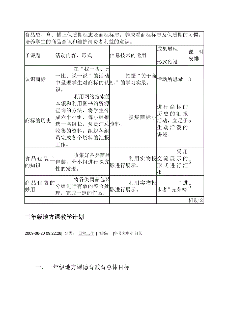 成功小学三年级综合实践活动计划_第3页