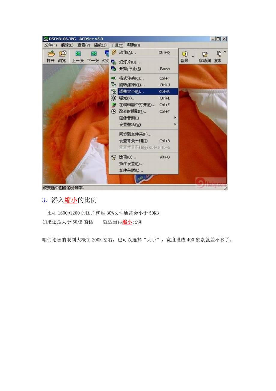 请看用ACDSEE如何缩小照片大小_第2页