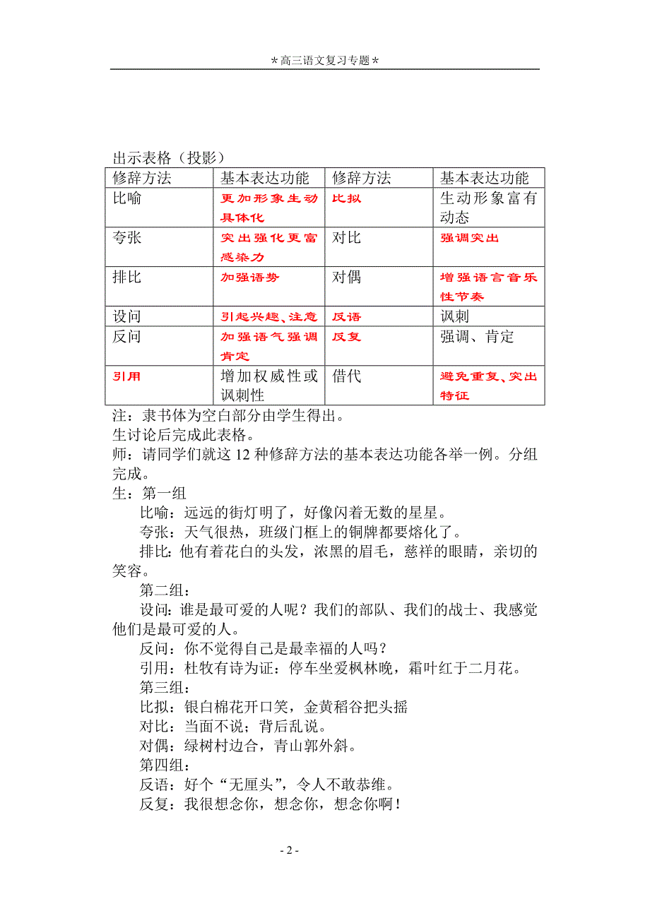 高三语文复习修辞方法的表达效果教学案例_第2页