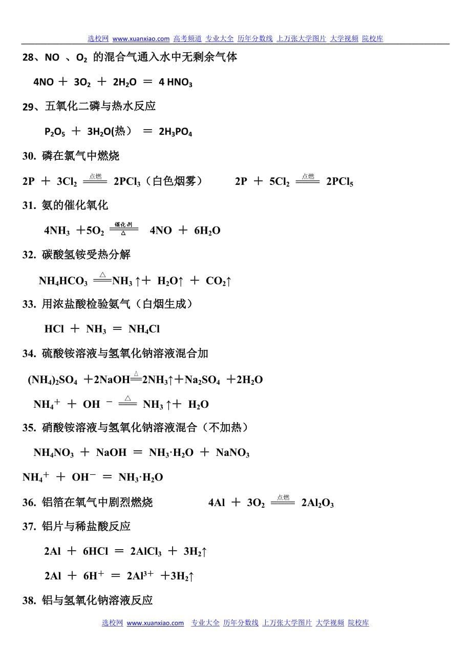 高中阶段所有的化学方程式大汇总_第5页