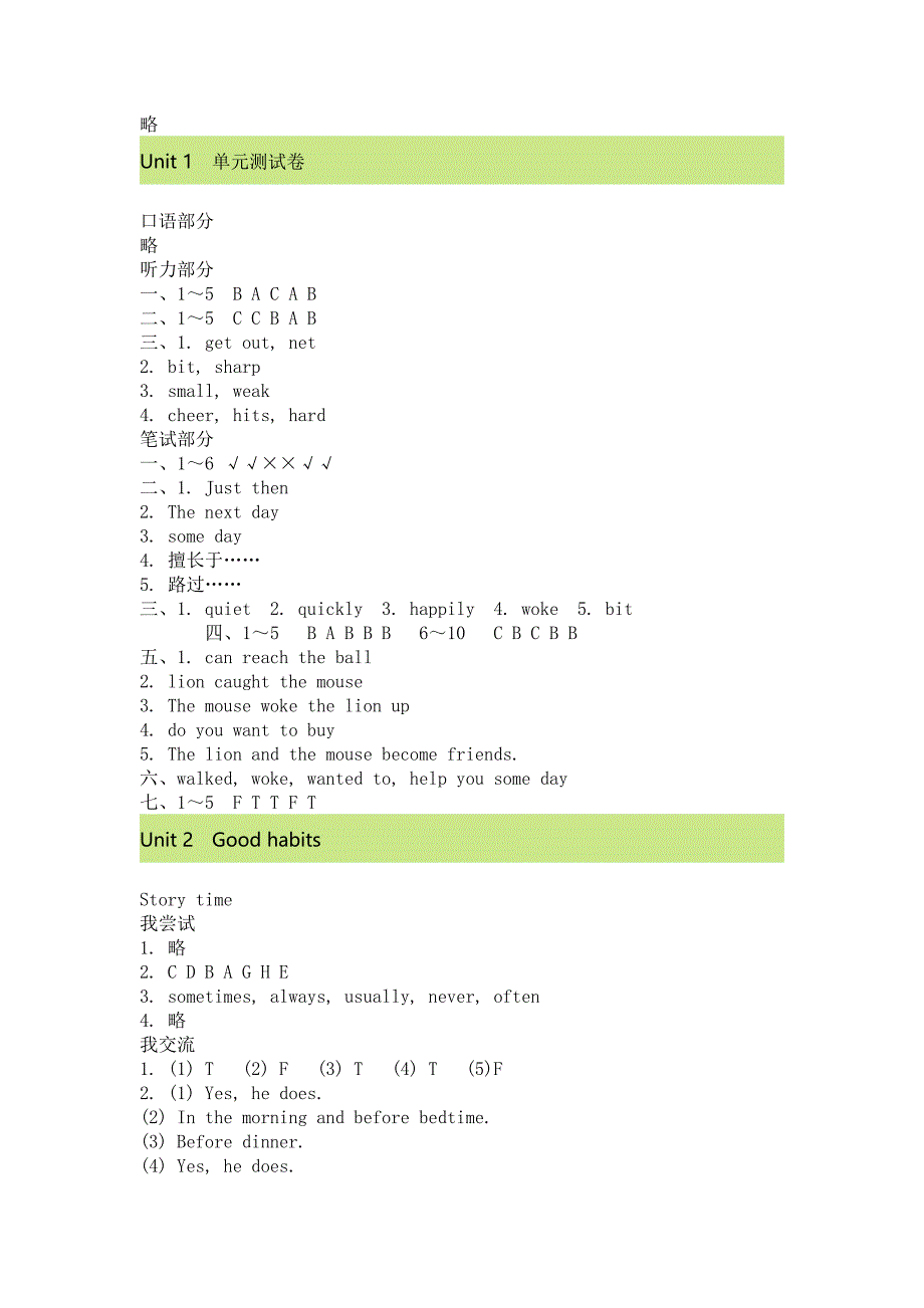 苏教版小学译林版英语六下《伴你学》参考答案A4打印版_第3页