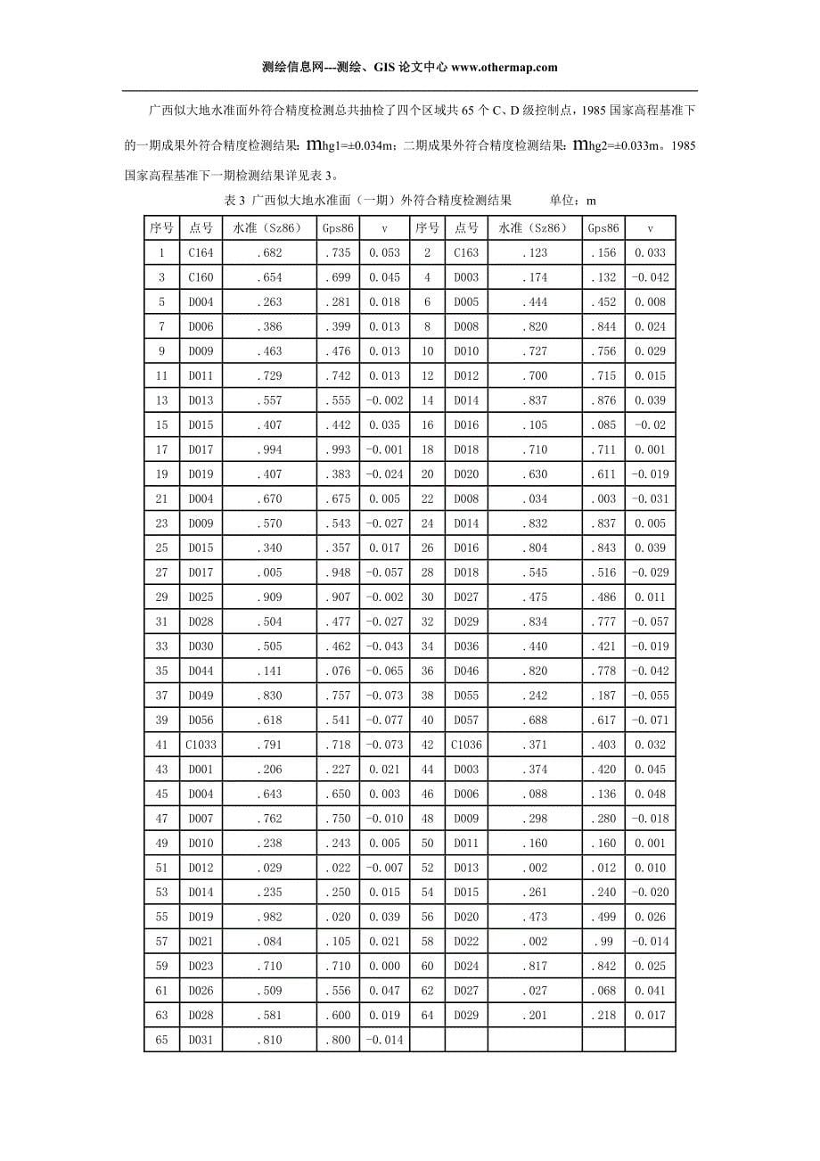 广西AB 级网及似大地水准面精度检测分析_第5页