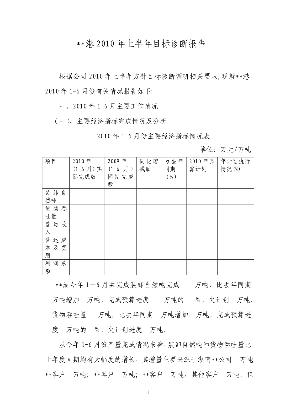 港口2010年上半年工作总结_第1页