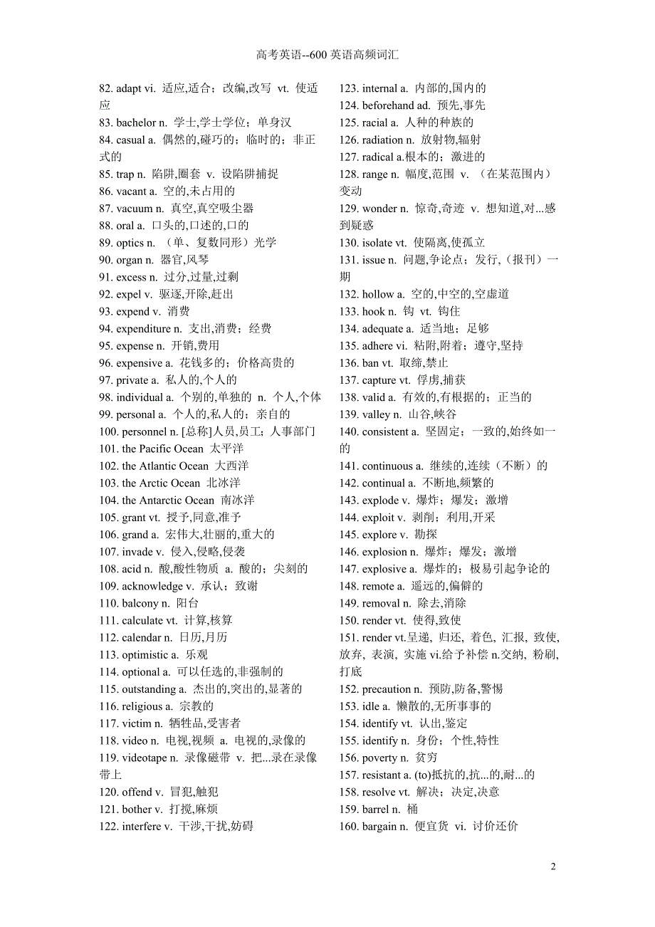 高考英语--600高频词汇_第2页