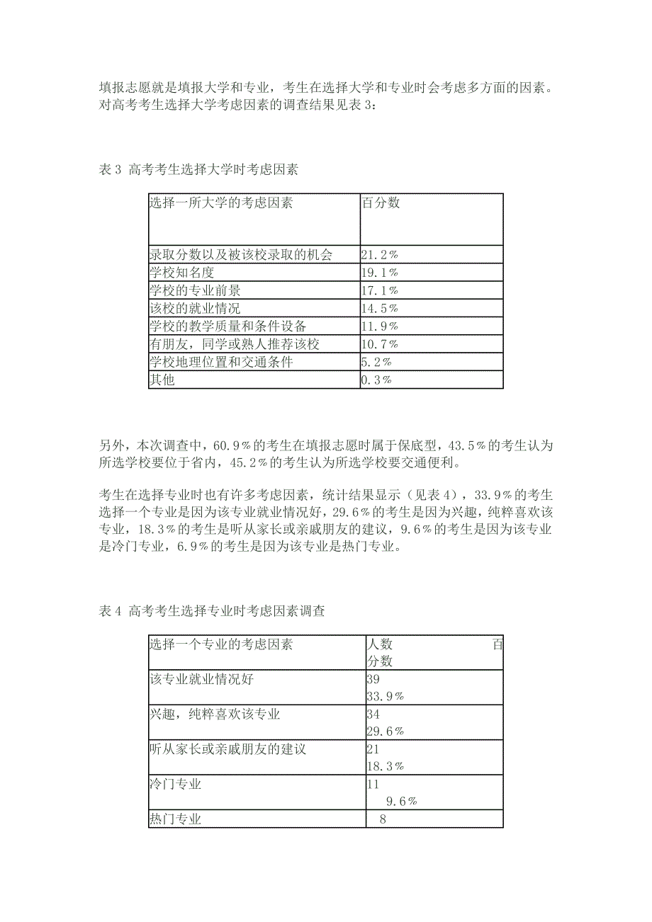 高考考生志愿填报的影响素因调查及其心理分析_第4页