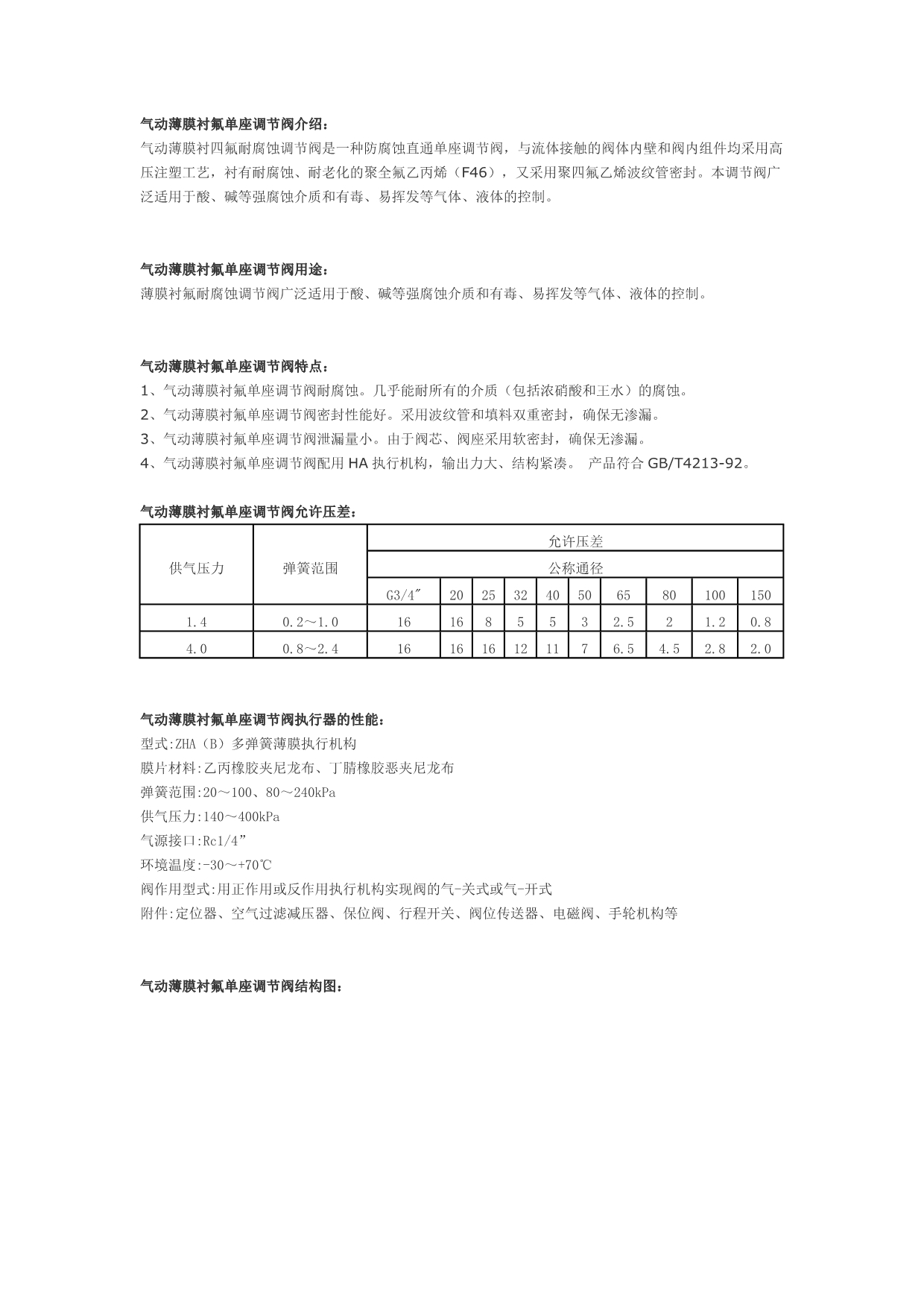 气动薄膜衬氟单座调节阀-思氟阀门_第1页