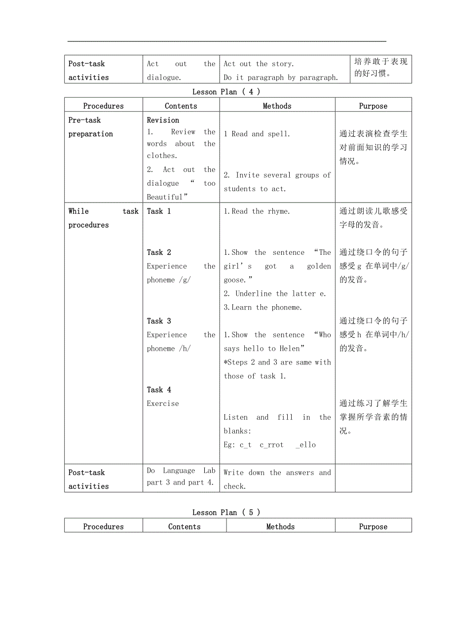 上海新世纪版三年级英语上册教案 Unit 4 Period 3-5_第4页